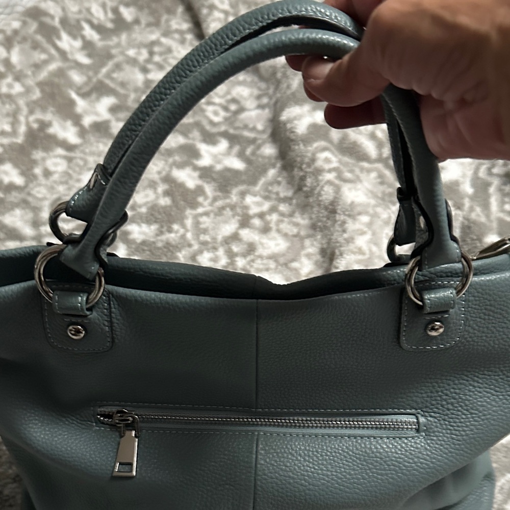 Chic Teal Leather Shoulder Bag